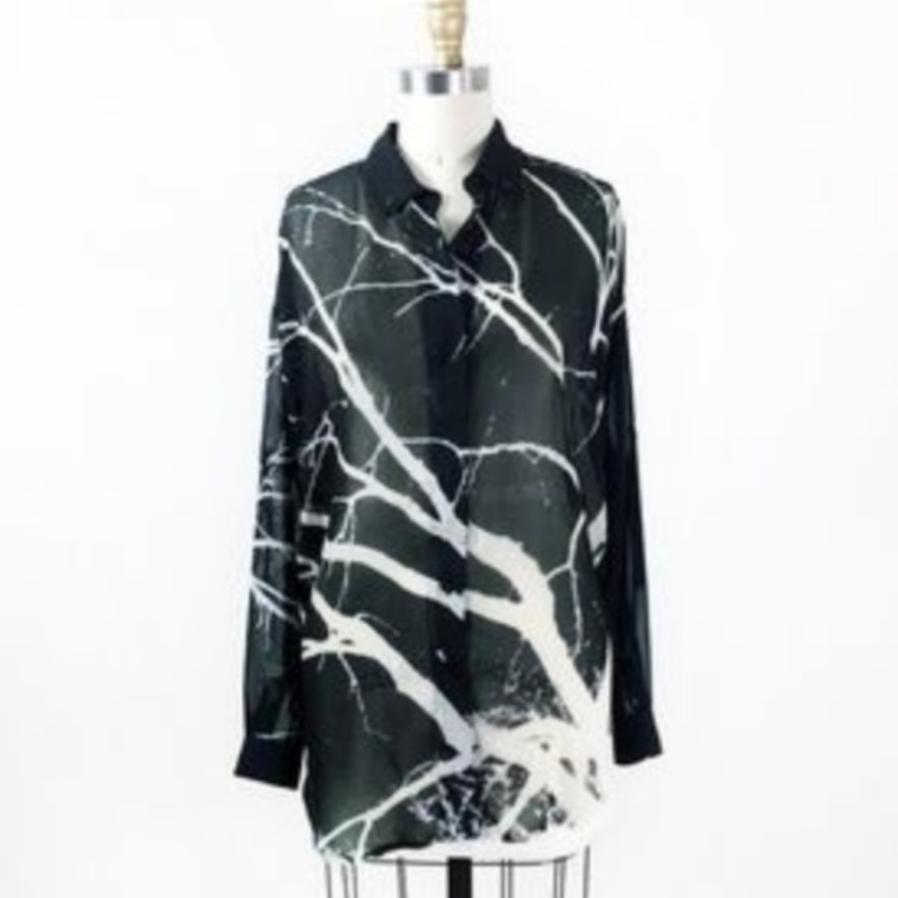 Rachel Roy Semi Sheer Button Down Open Back Tunic